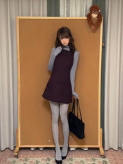 Women's Turtleneck Long Sleeve Top & Vest Dress Two-Piece Set