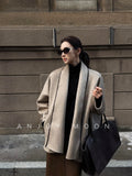 Women's Relaxed-Fit Wool Coat with a Short, Oversized Silhouette