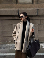 Women's Relaxed-Fit Wool Coat with a Short, Oversized Silhouette