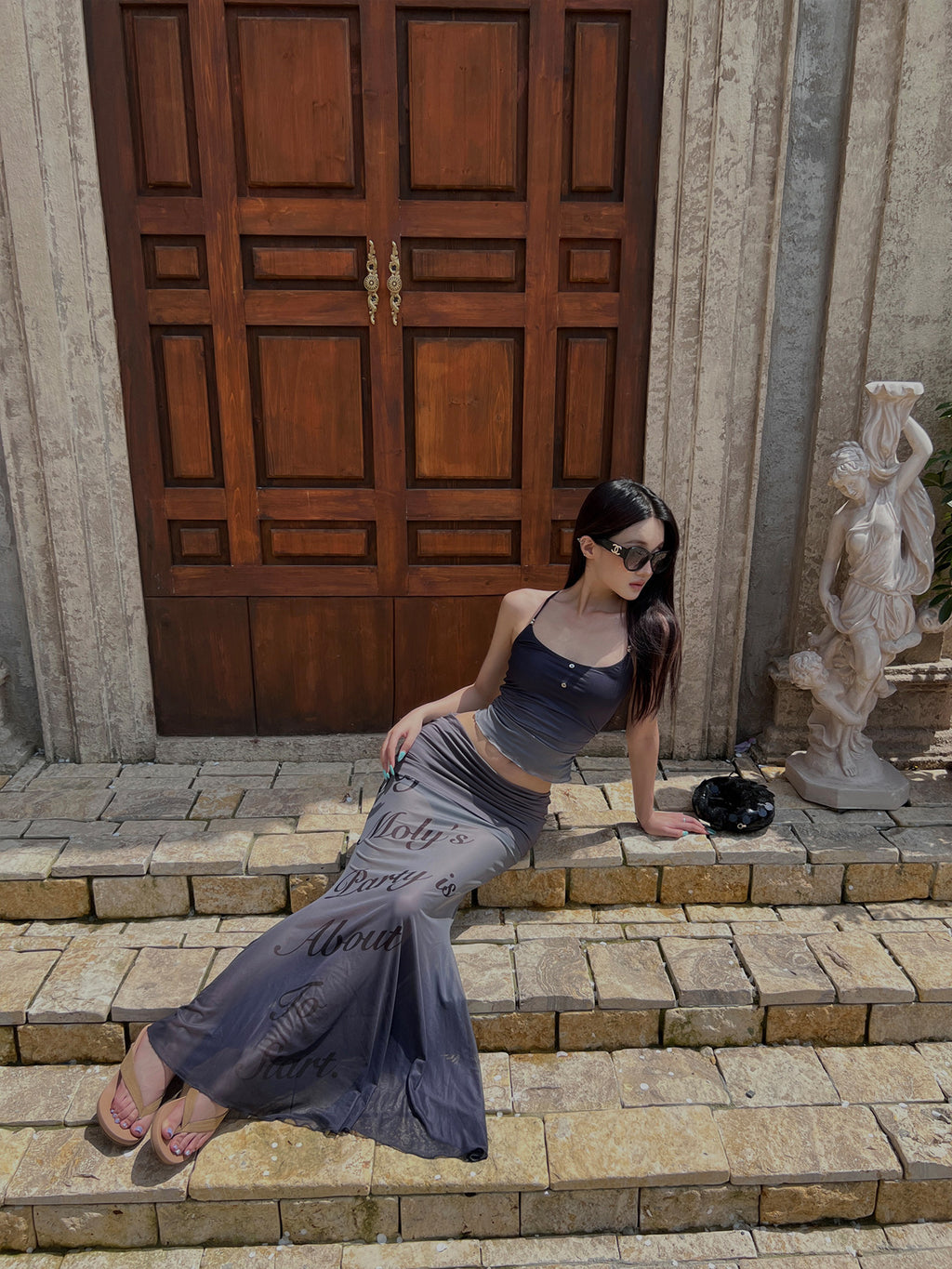 Spaghetti Strap Top + Mermaid Maxi Skirt
