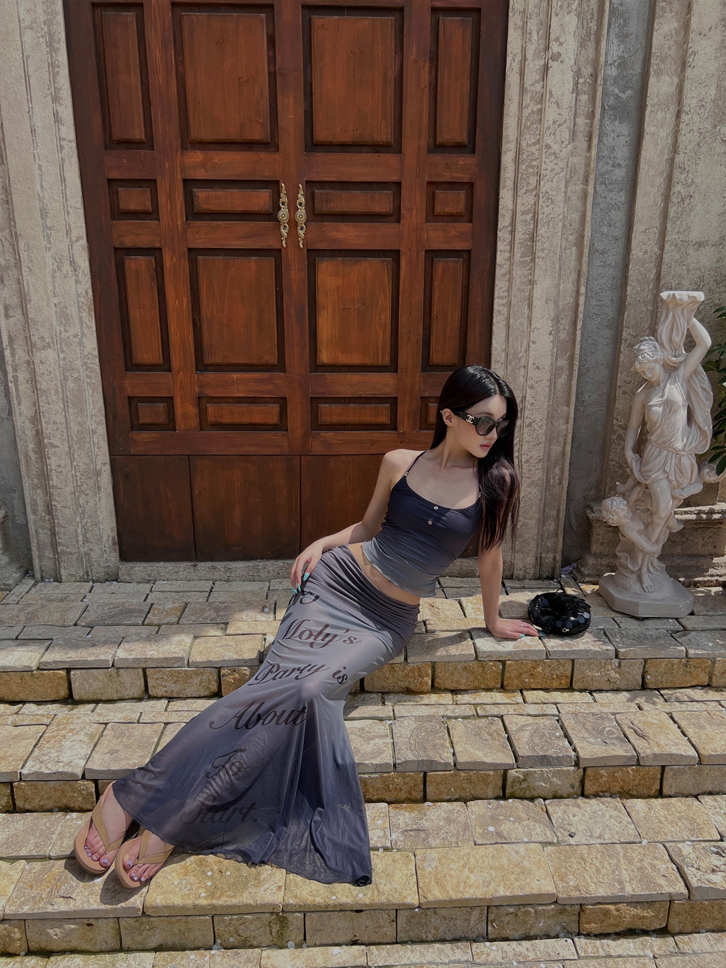 Spaghetti Strap Top + Mermaid Maxi Skirt