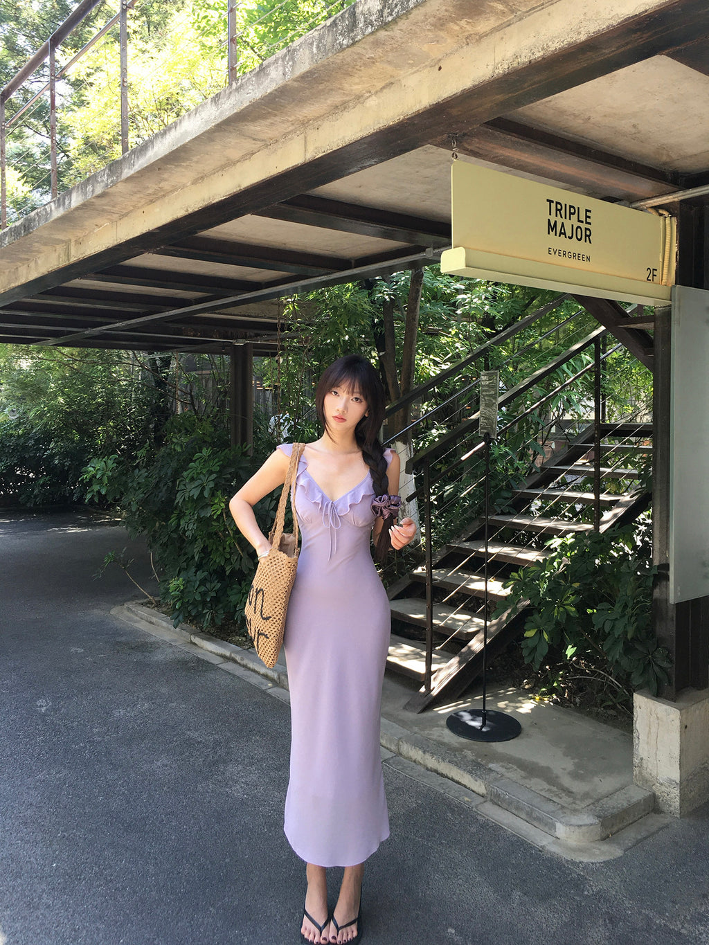 Purple camisole dress