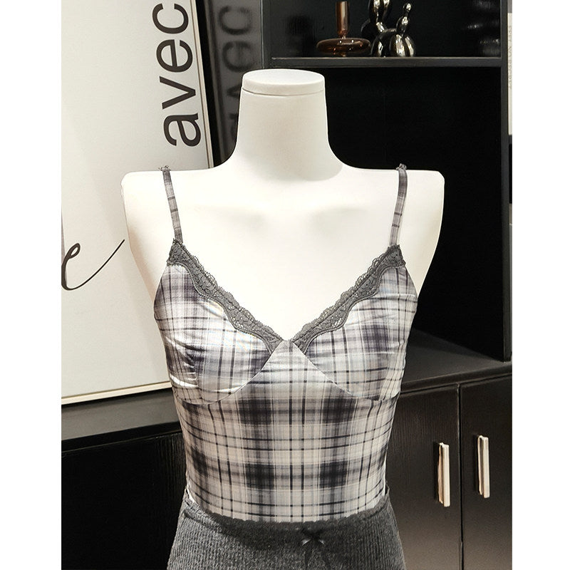 Cutout top + plaid cami