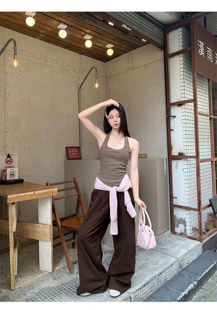 Pink Off-Shoulder Blouse Long Sleeve T-Shirt + Vest Two-Piece Set for Women