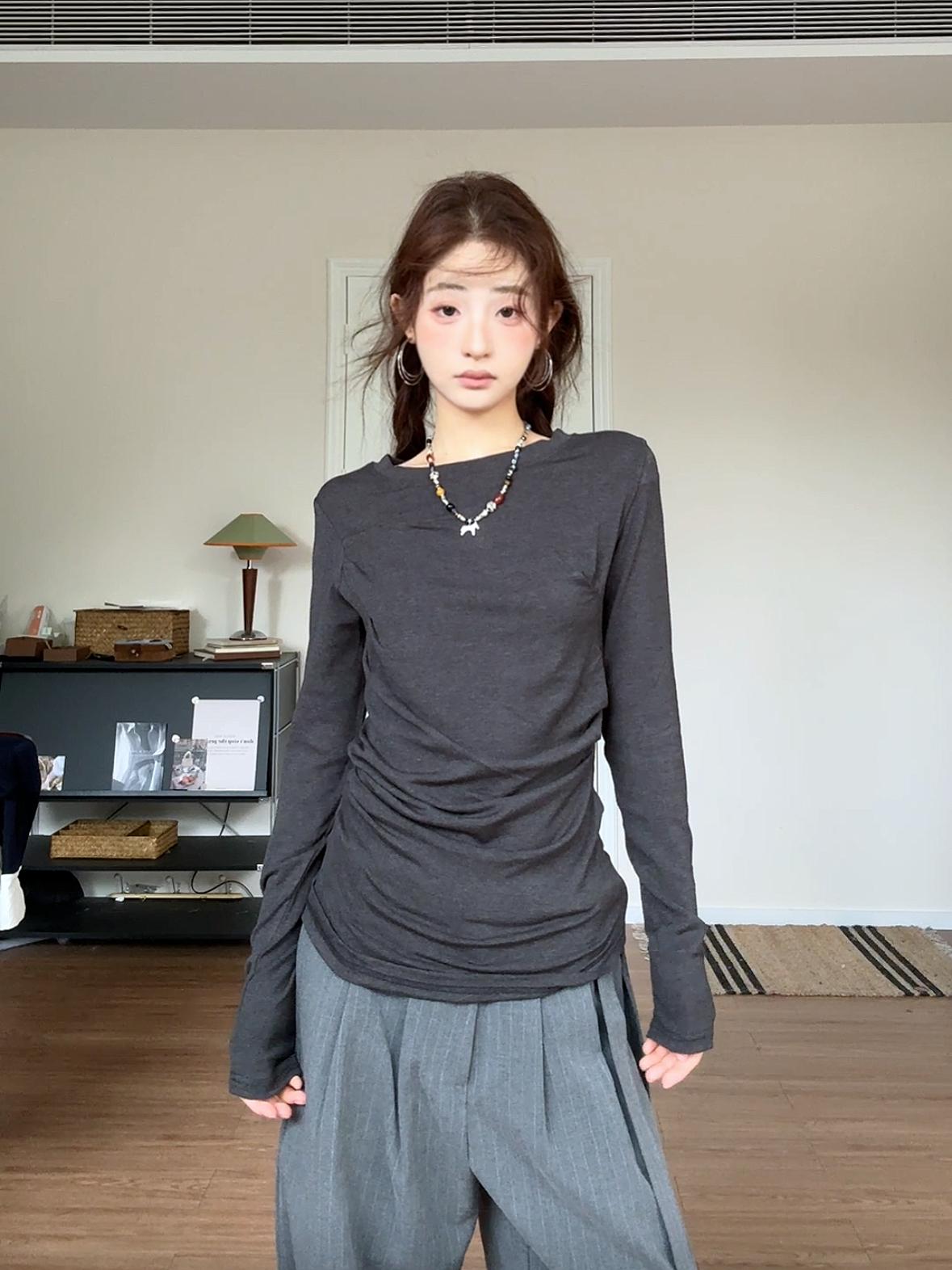 Oversized Long Sleeve Top & Knit Layer 2-Piece Set