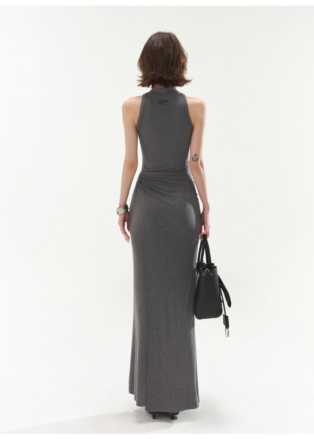 Premium Grey Sleeveless Belted Dress
