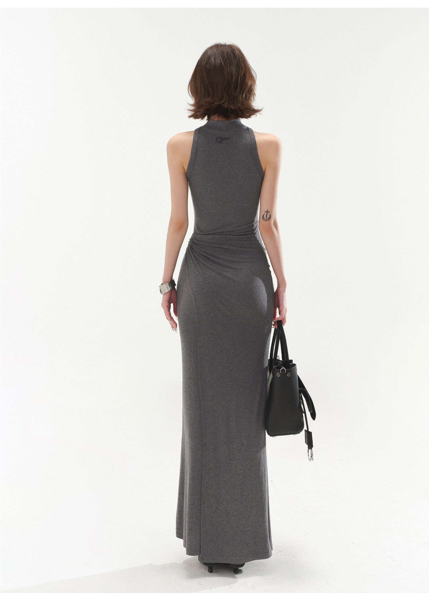 Premium Grey Sleeveless Belted Dress
