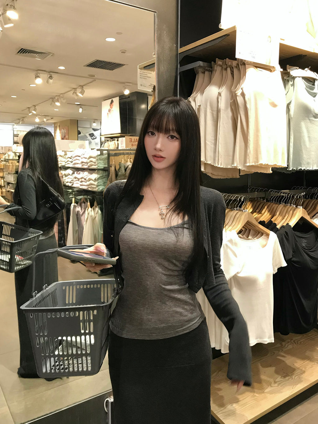 Three-Piece Set Women's Knit Cardigan Camisole Maxi Skirt Casual