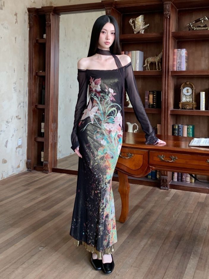 Gold foil mesh mermaid skirt
