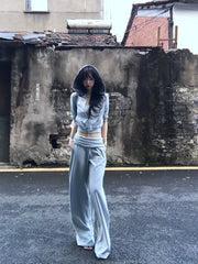 Cropped Hoodie & Wide-Leg Pants Set