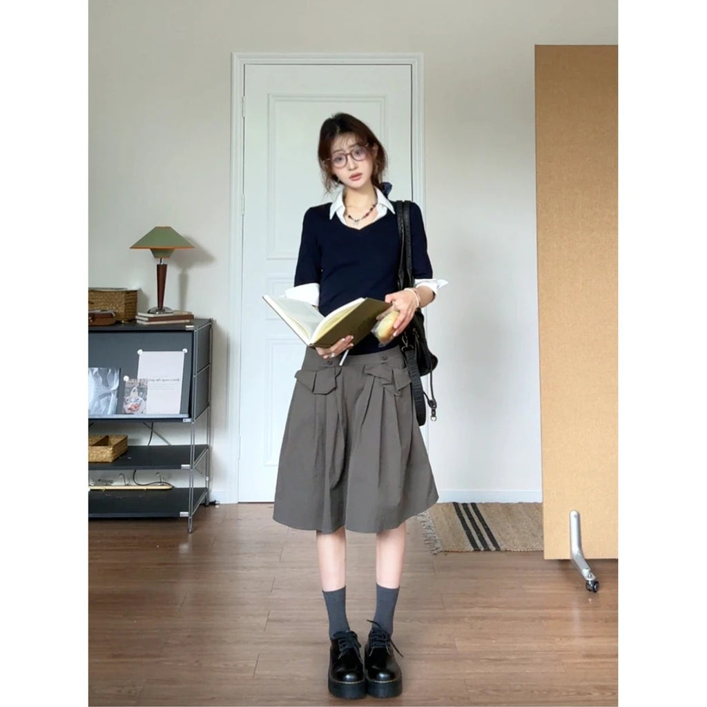 Polo Collar Spliced Top
