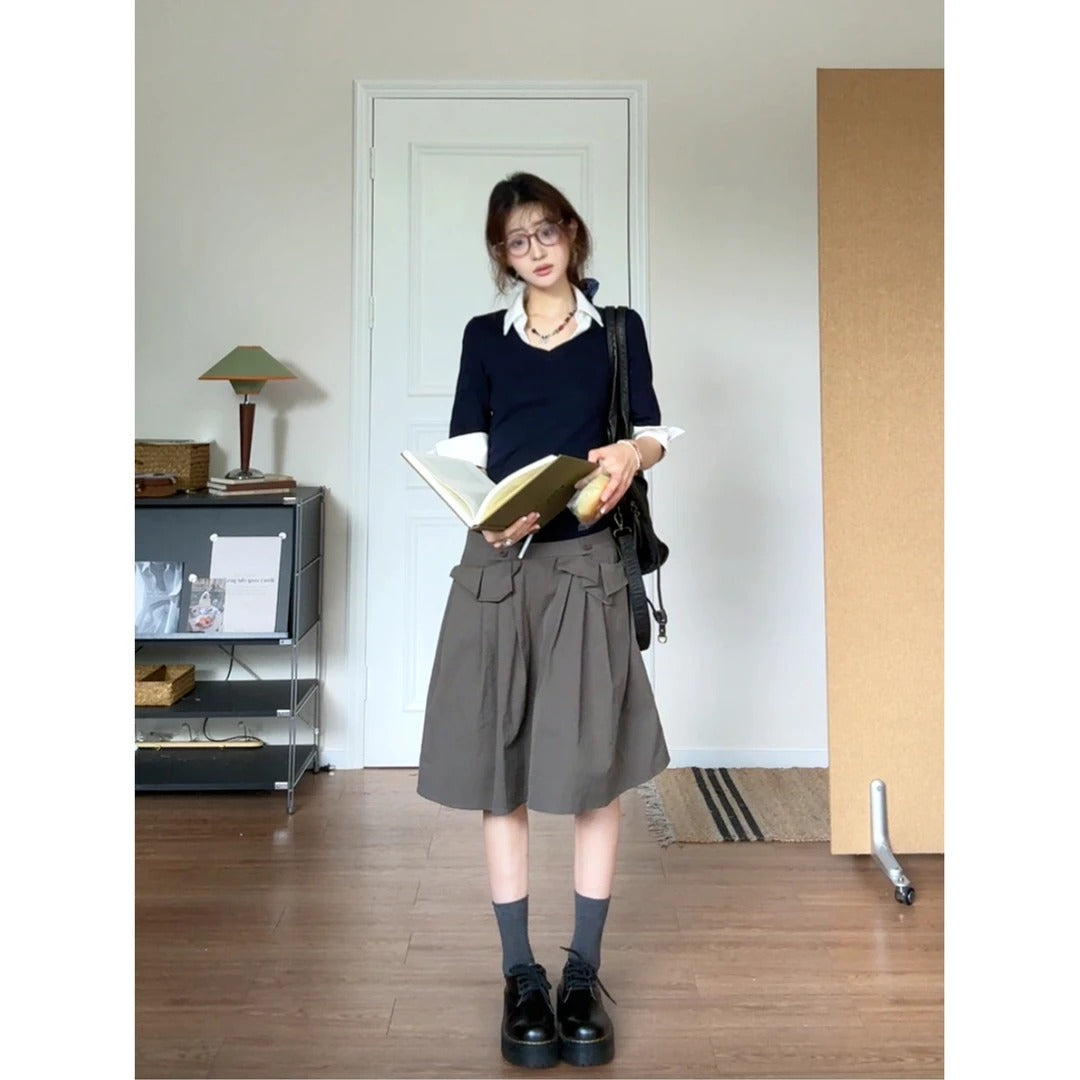 Polo Collar Spliced Top