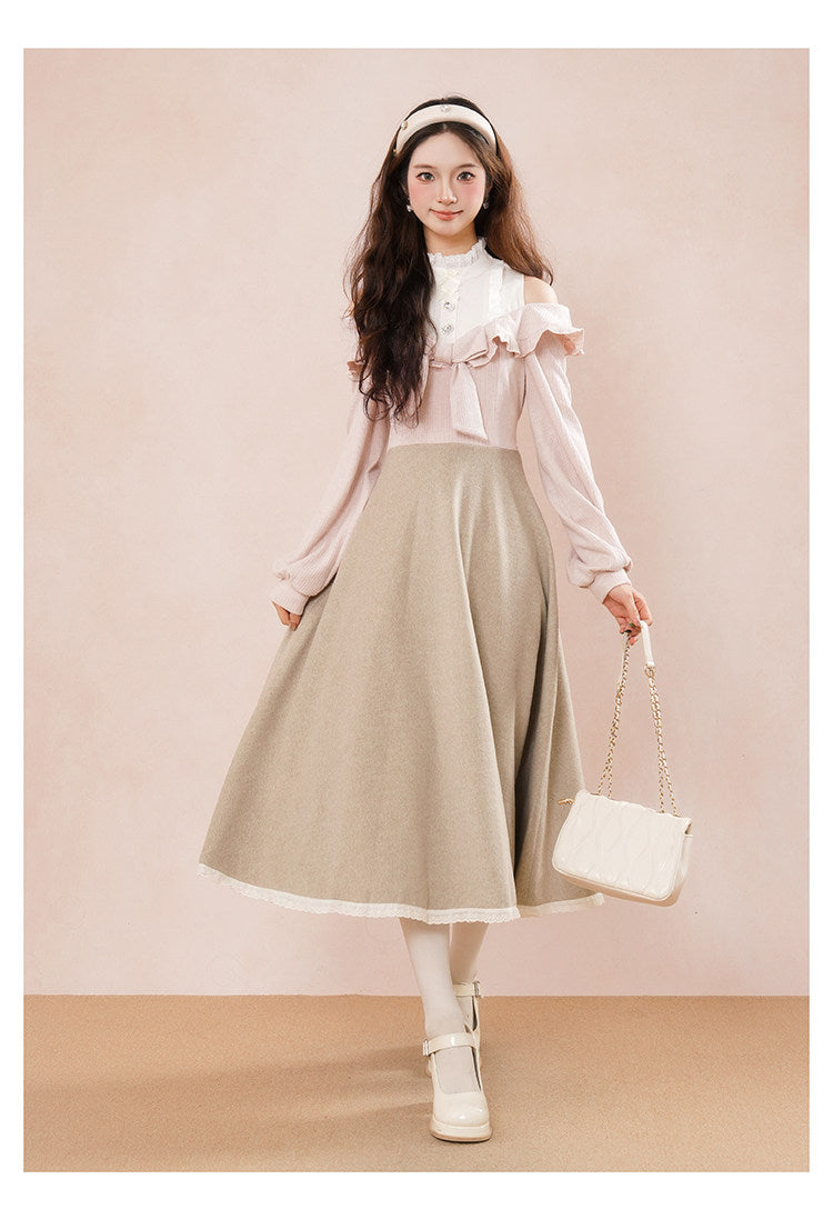 Women's Cold-Shoulder Two-in-One Shirt Dress