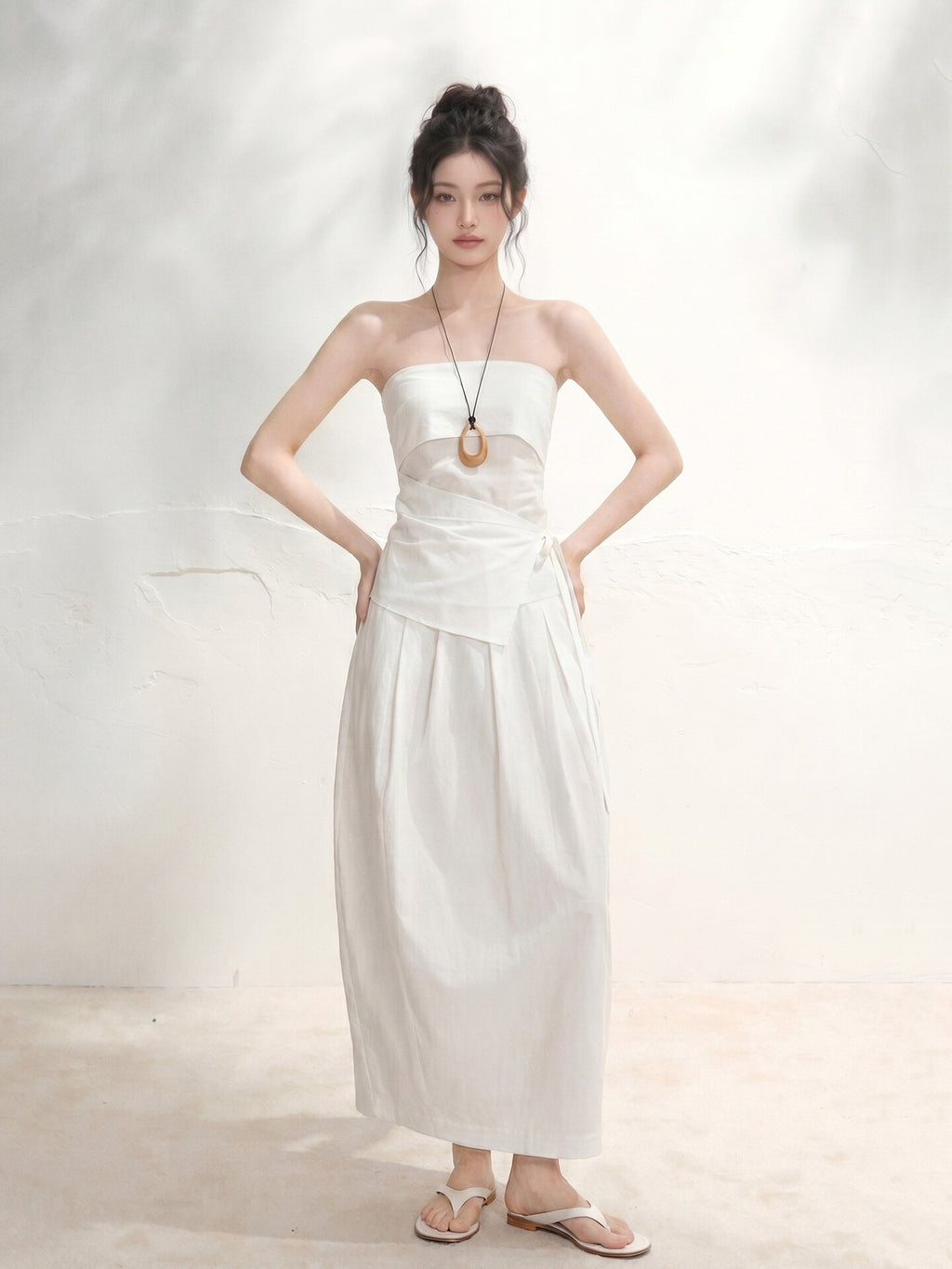 Women's 2-Piece Tube Top and Balloon Midi Skirt Matching Set