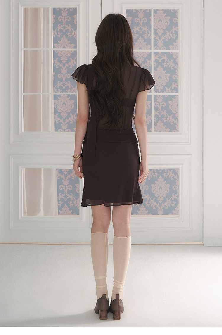 Hollow-Out Crop Top & Skirt Two-Piece Set