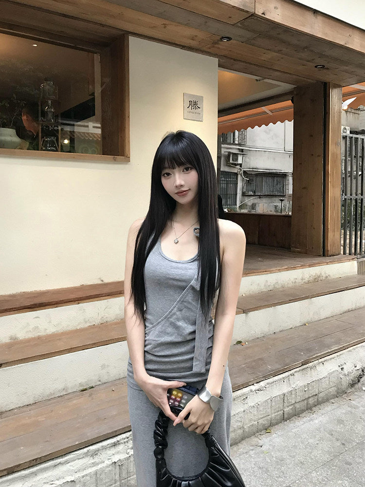 Purple form-fitting long dress