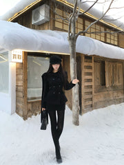 Quilted Jacket & Black Wool-Blend Skirt Set