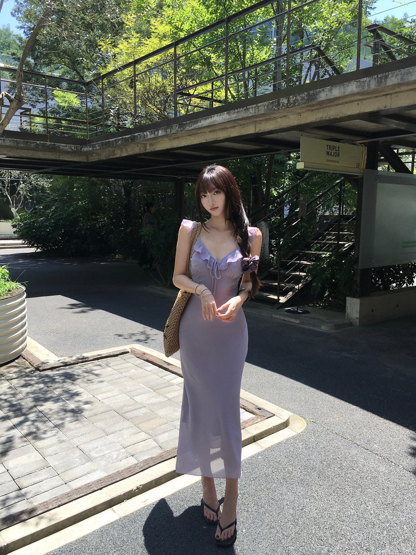 Purple camisole dress