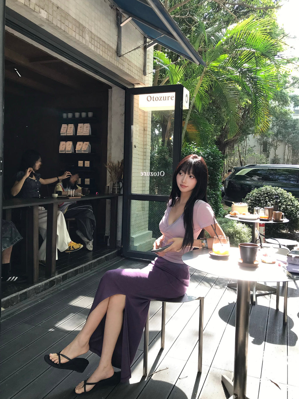 High Waist Side Slit Slim Hip Wrap Long Skirt