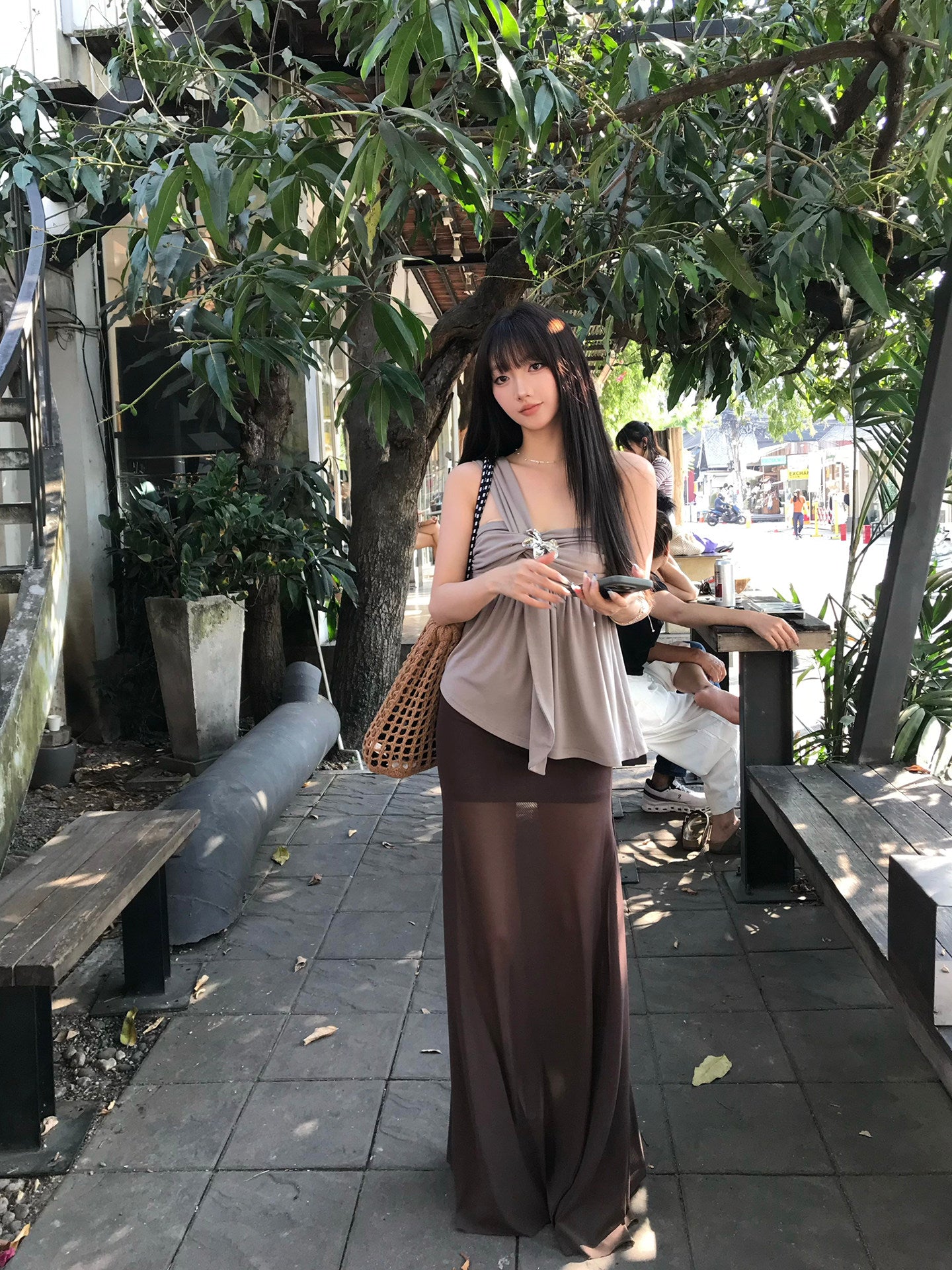 Asymmetric One-shoulder Halter Bandeau Top