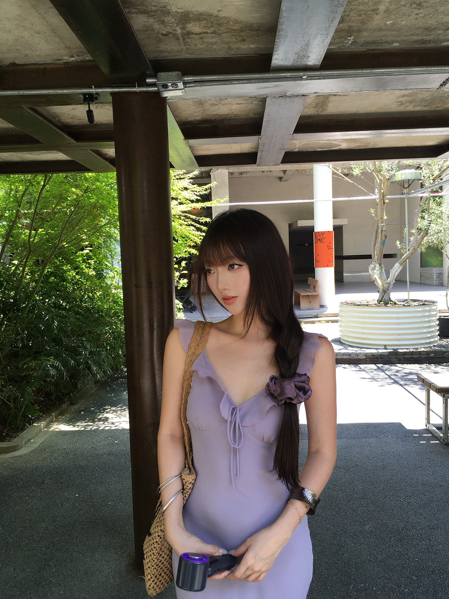 Purple camisole dress