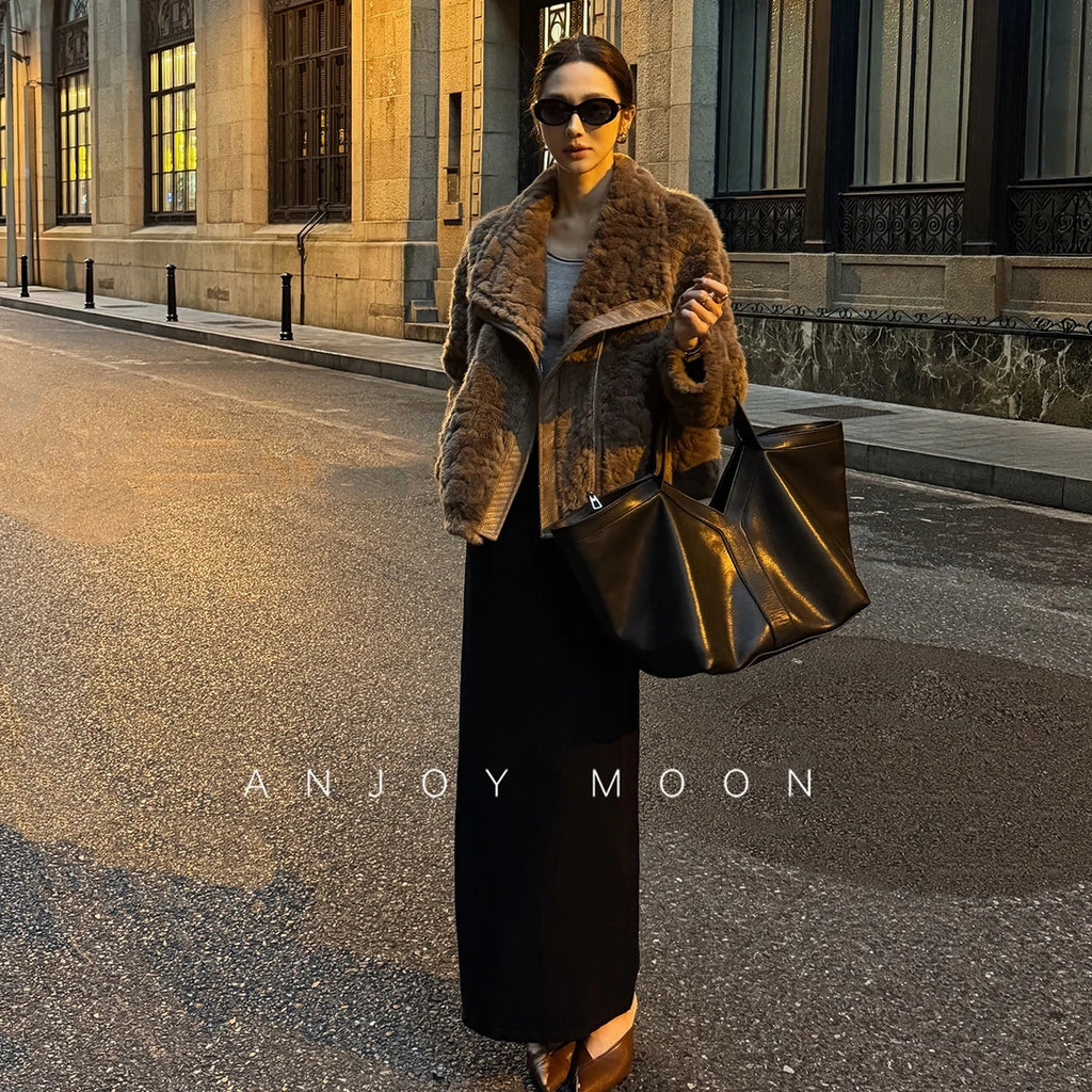 Women's Warm Cropped Faux Mink Fur Jacket