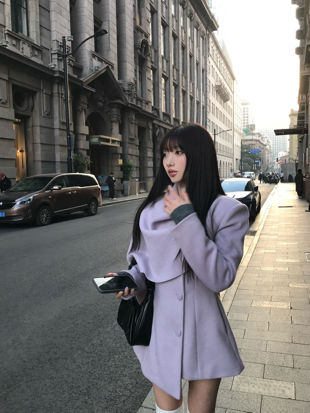 Purple Cape-Style Coat