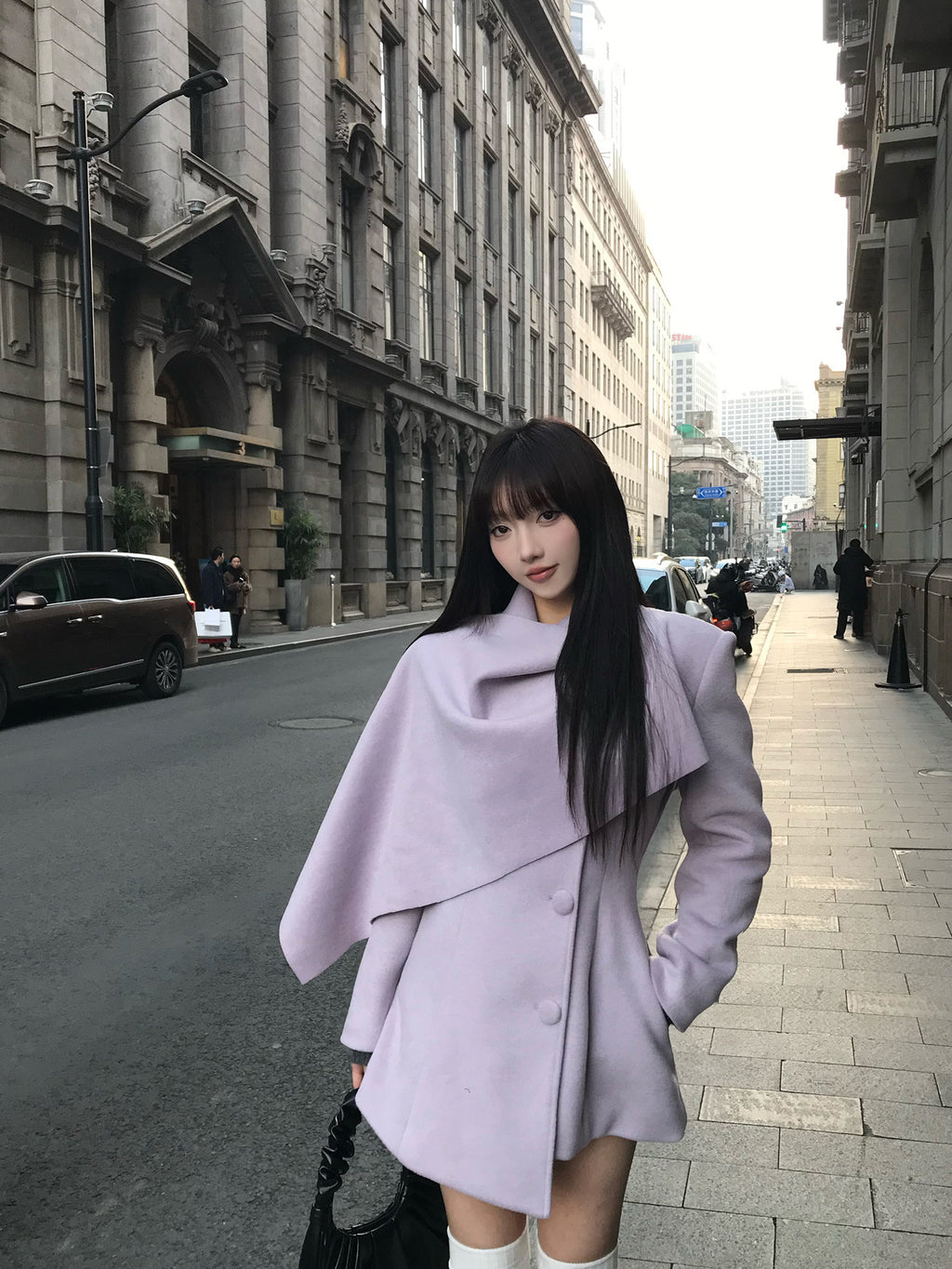 Purple Cape-Style Coat