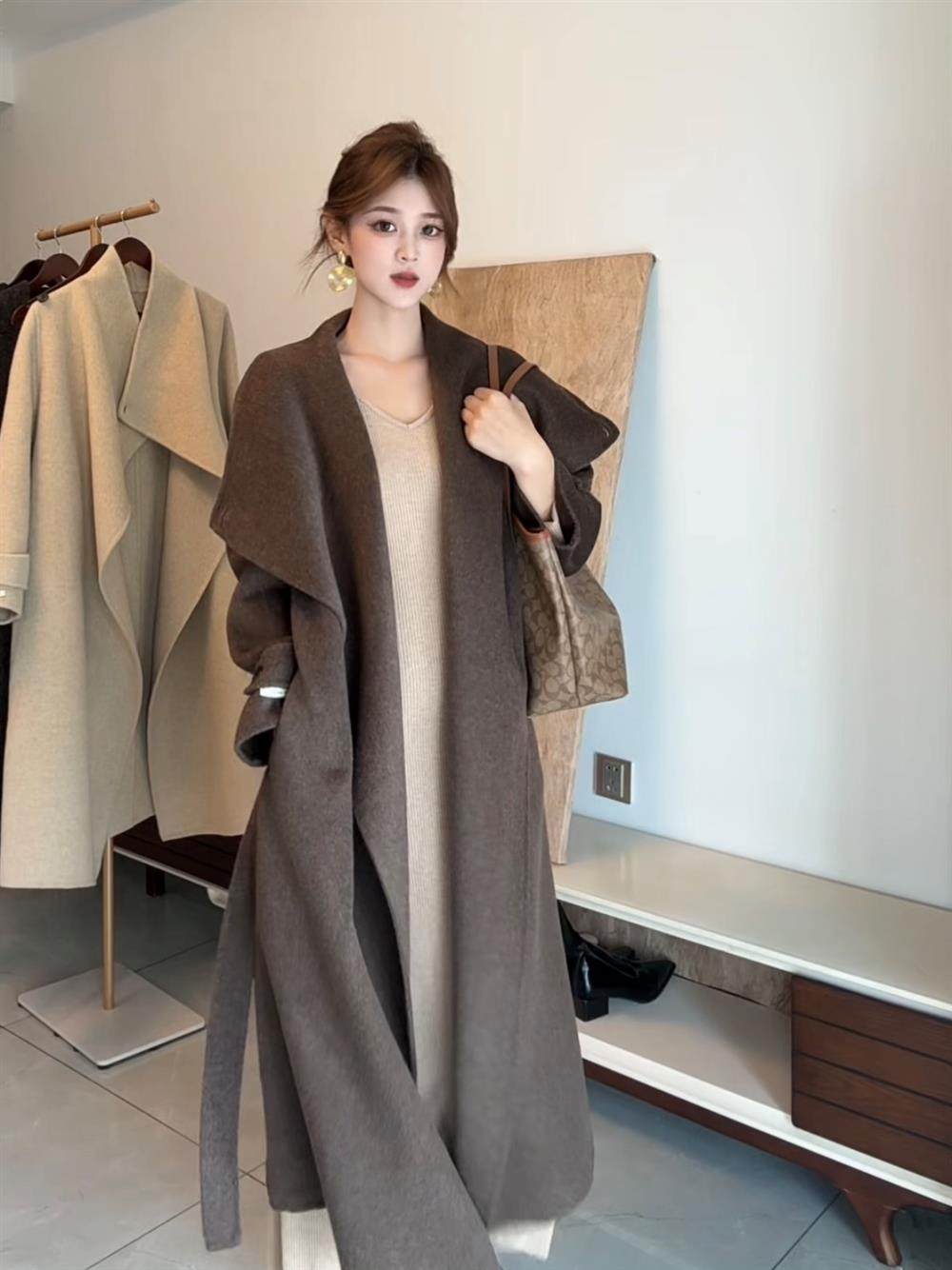Women's Mid-Length Double-Faced Wool Coat