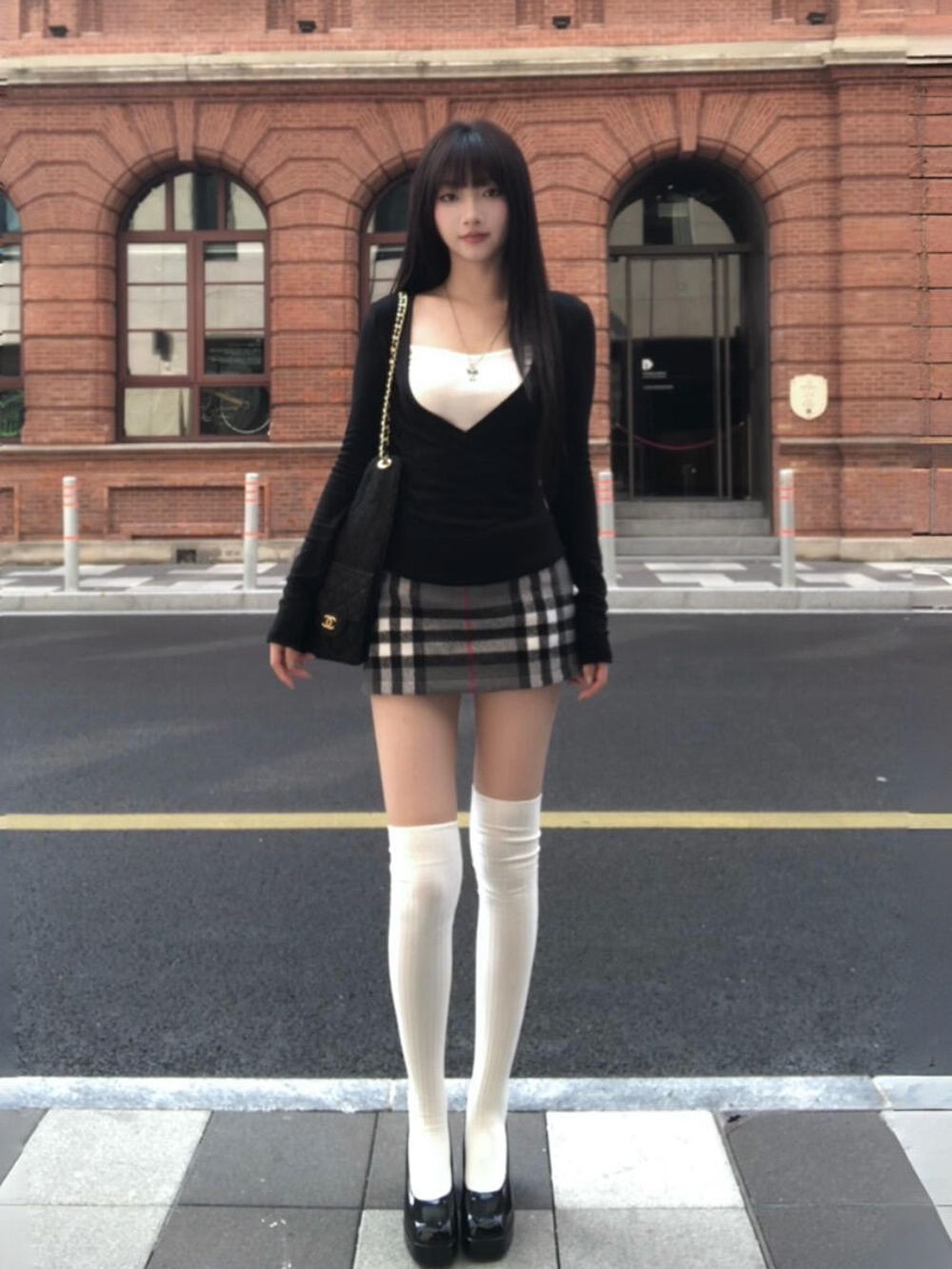 Mock Two-Piece Top and Skirt Set