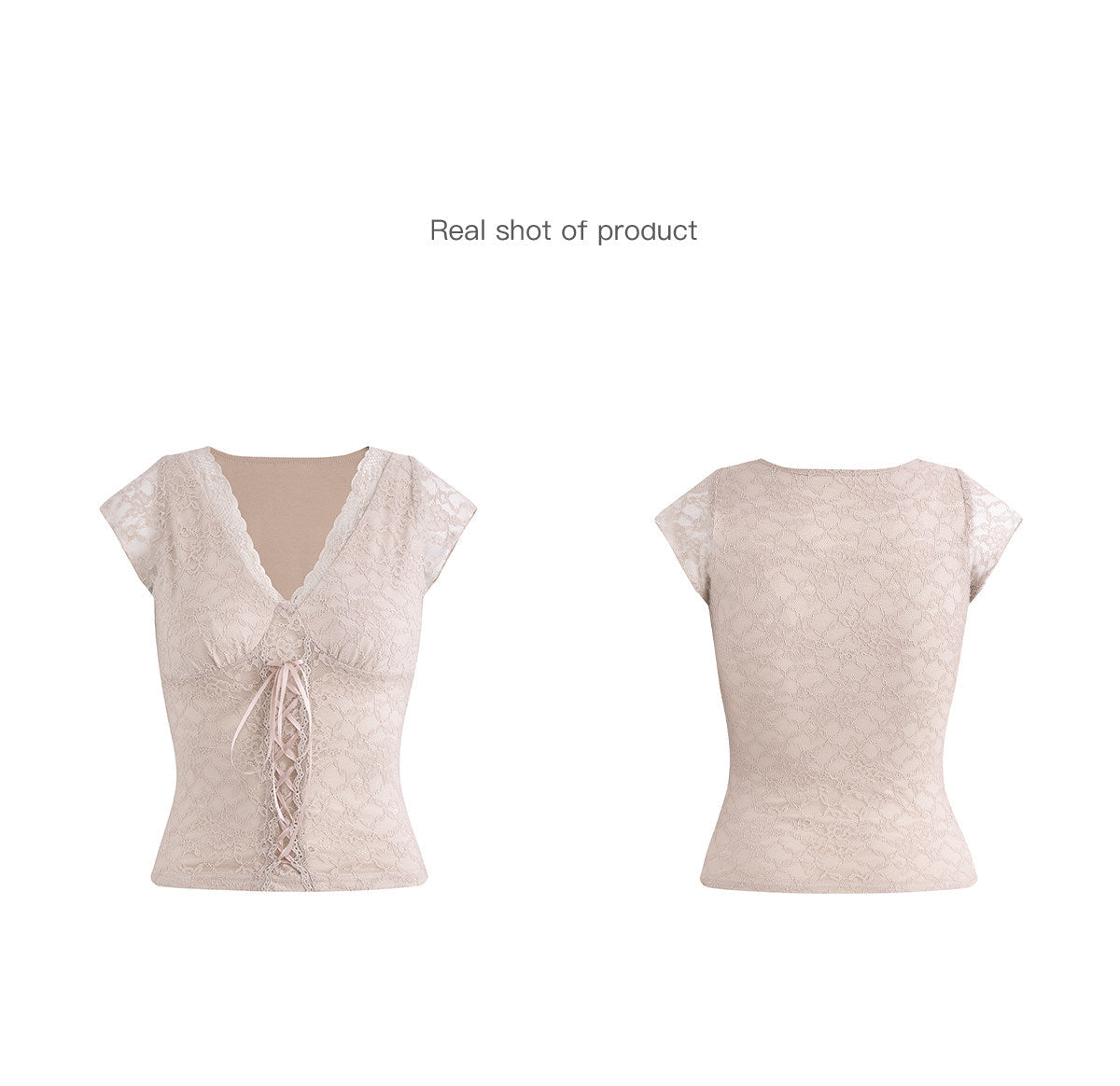 Lace Tie Top / Irregular Hem Skirt Elegant Set
