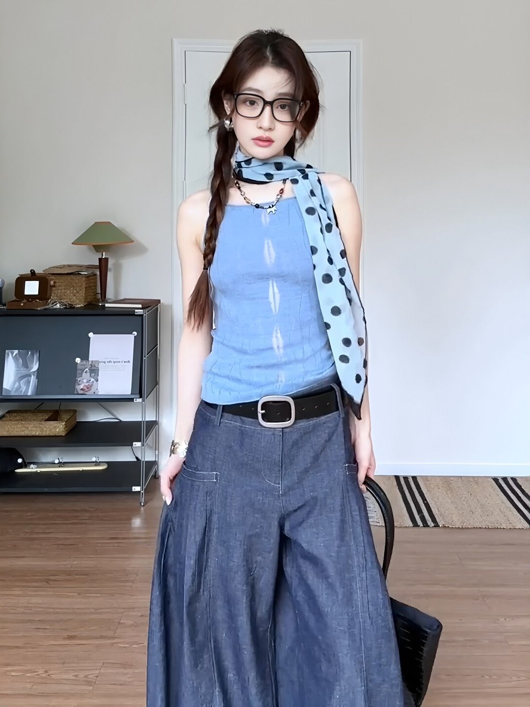 Sleeveless Top With High-waisted Wide-leg Pants Set