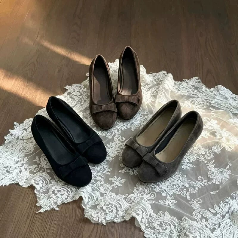 Vintage Bow Pumps with Soft Soles & 4cm Heels