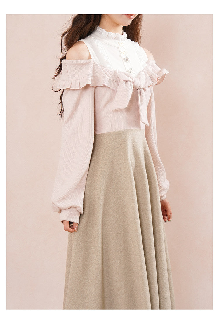 Women's Cold-Shoulder Two-in-One Shirt Dress