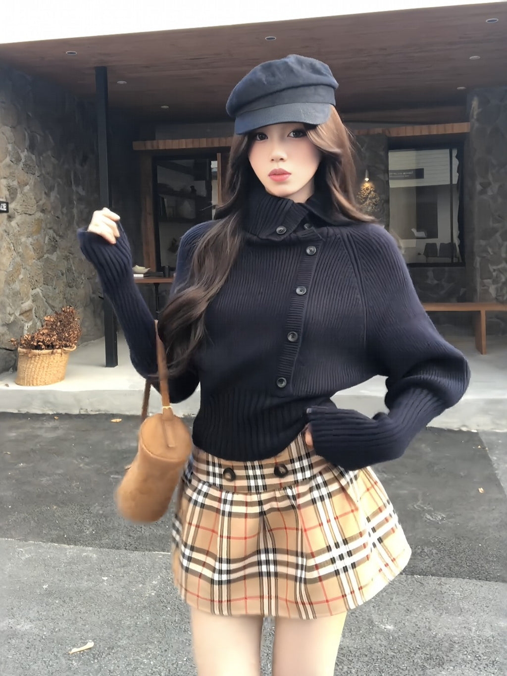 Relaxed-Fit Long-Sleeve Sweater and Skirt Set with a Flattering Defined Waist