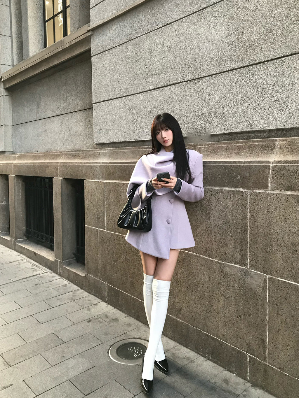 Purple Cape-Style Coat