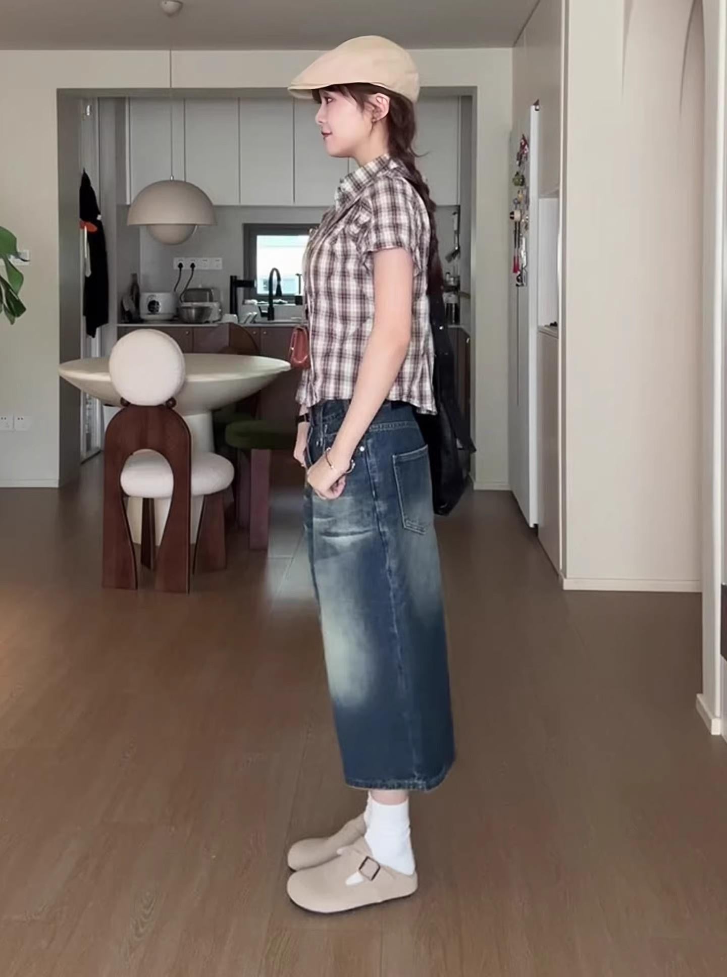 Women's 3/4 Length Wide-Leg Denim Shorts