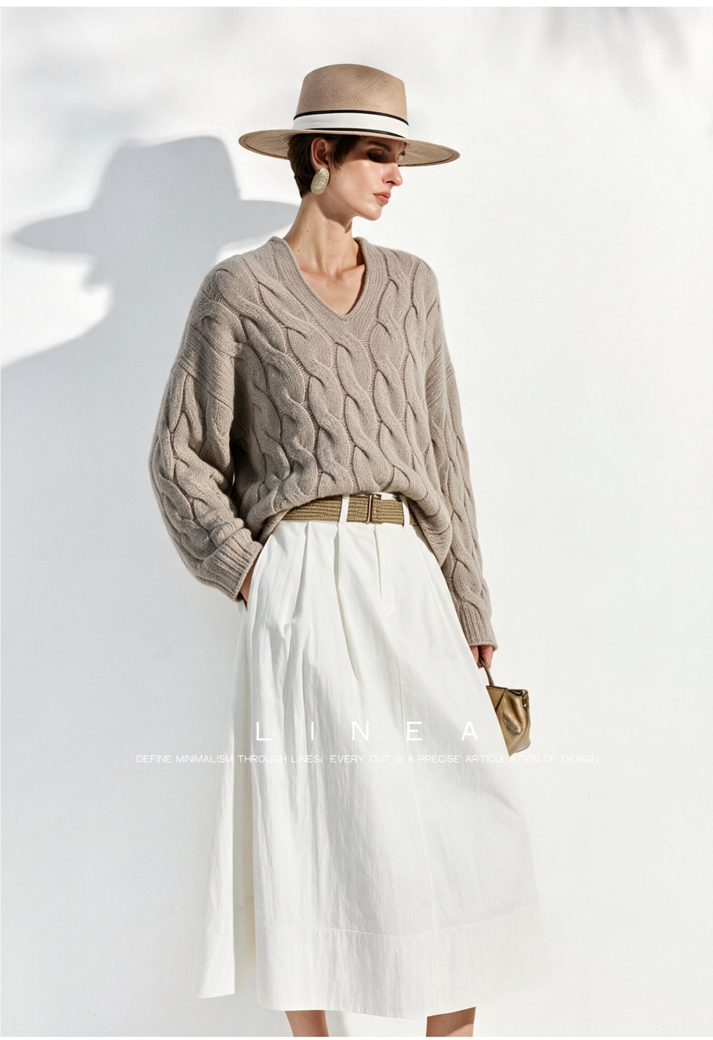 Unisex Cable-Knit V-Neck Sweater