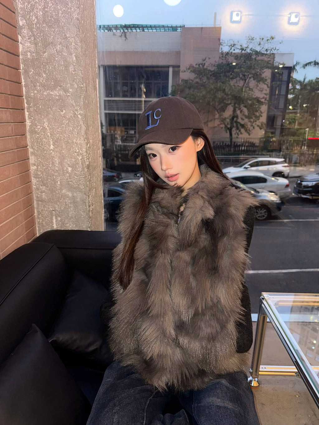 Fall/Winter Stand-Collar Sleeveless Faux Fur Vest