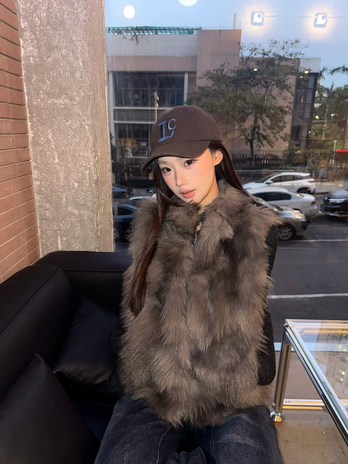 Fall/Winter Stand-Collar Sleeveless Faux Fur Vest