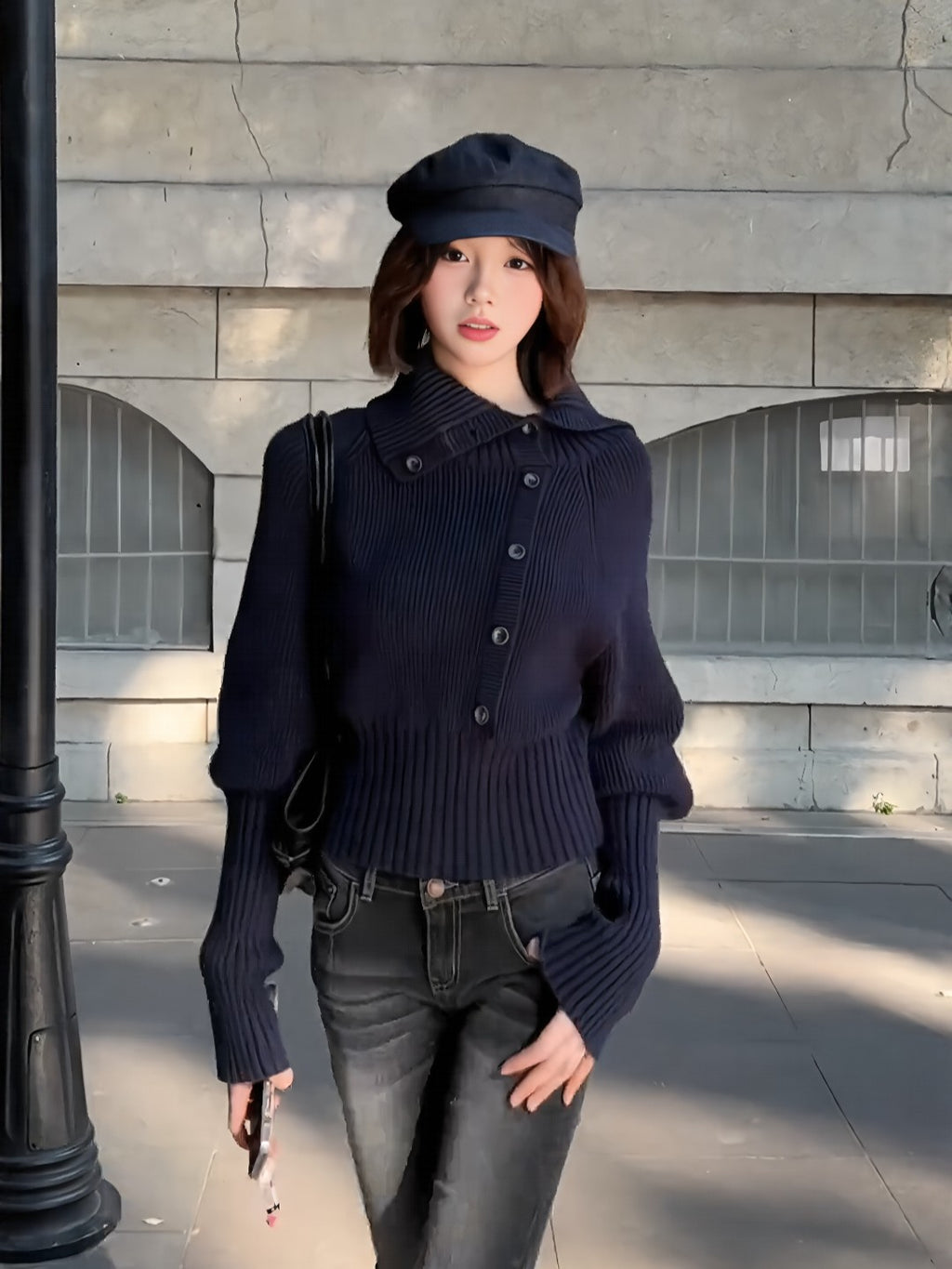 Relaxed-Fit Long-Sleeve Sweater and Skirt Set with a Flattering Defined Waist