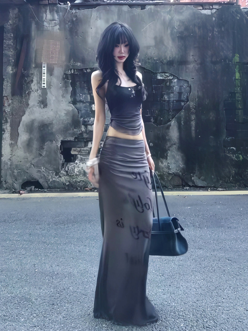 Spaghetti Strap Top + Mermaid Maxi Skirt