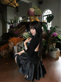 Black Backless Cutout Dress