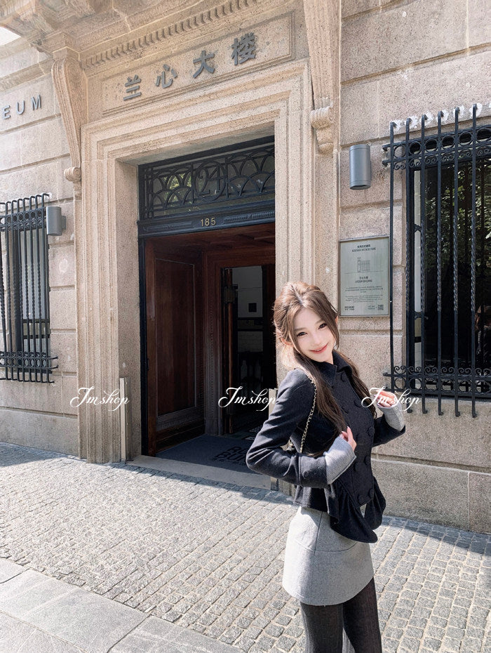 Double-Breasted Wool Blend Coat Jacket for Women Fall Winter Outerwear