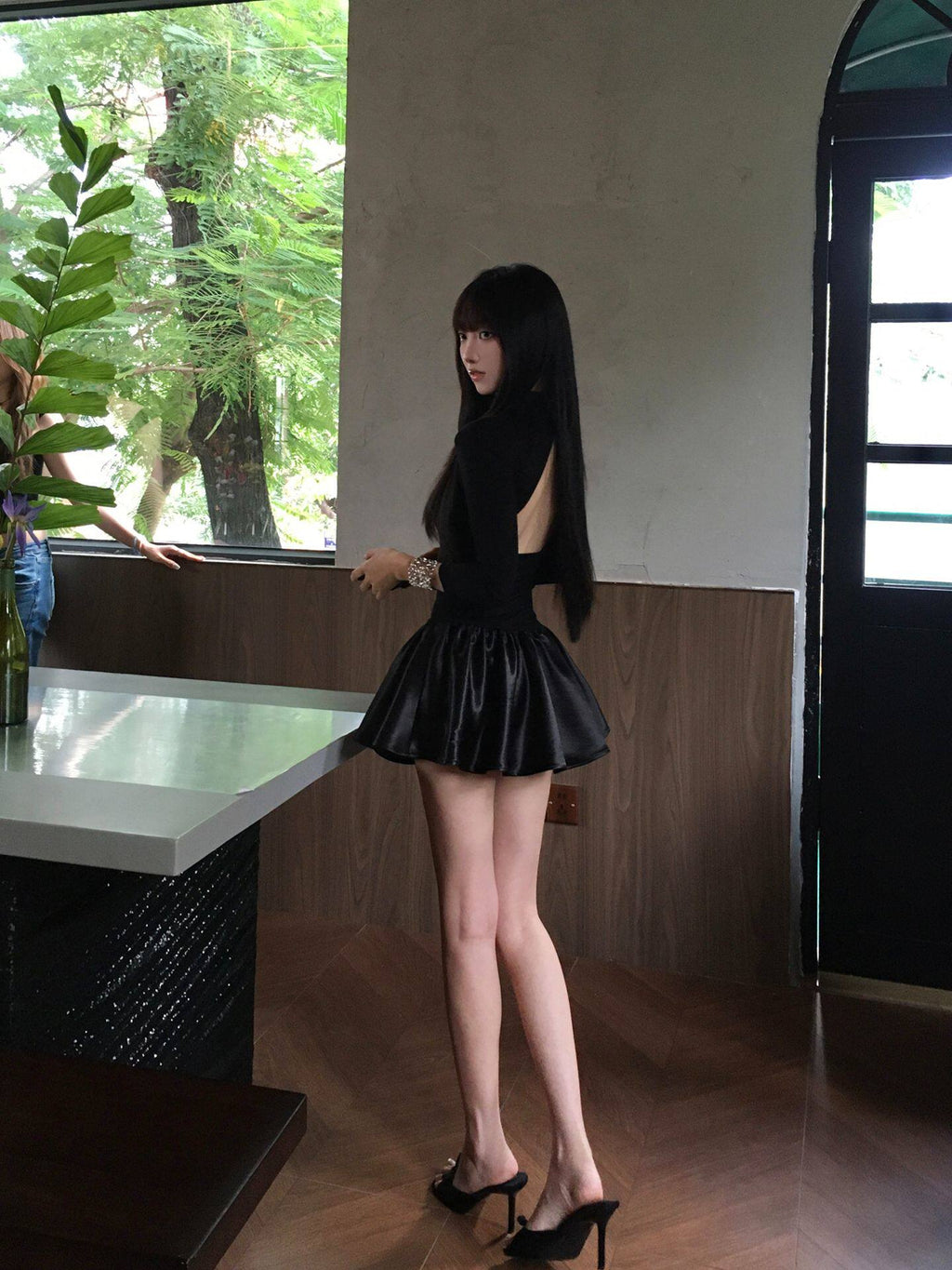Black Backless Cutout Dress