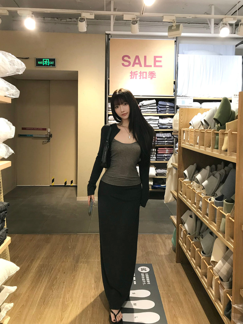 Three-Piece Set Women's Knit Cardigan Camisole Maxi Skirt Casual