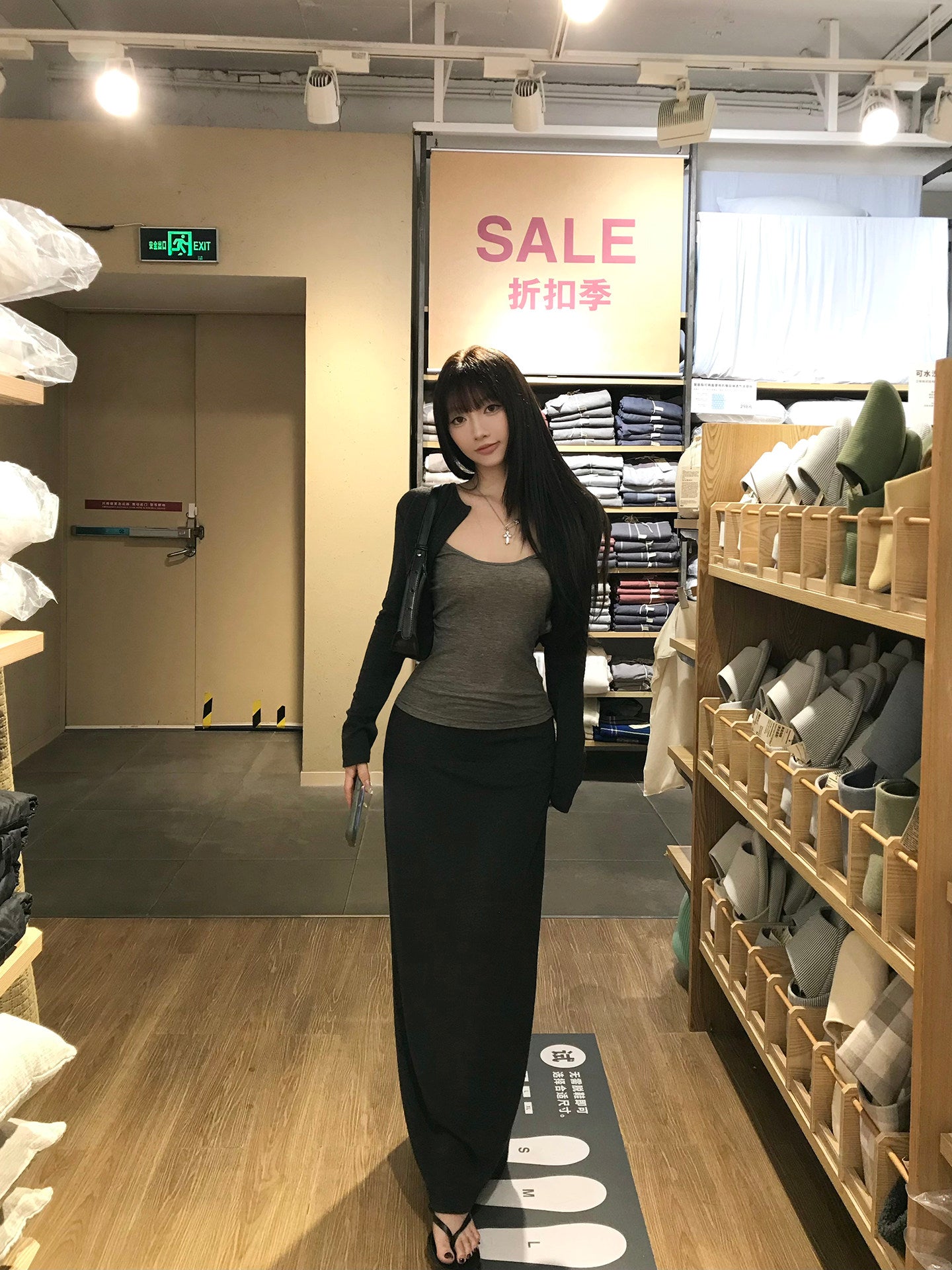 Three-Piece Set Women's Knit Cardigan Camisole Maxi Skirt Casual