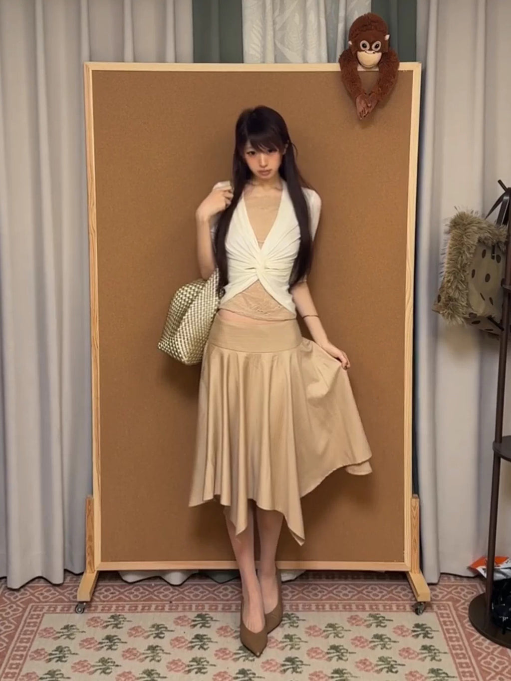 Long Sleeve Top & Asymmetric A-Line Skirt Set