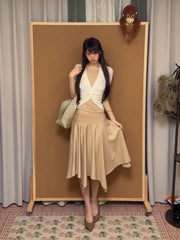 Long Sleeve Top & Asymmetric A-Line Skirt Set
