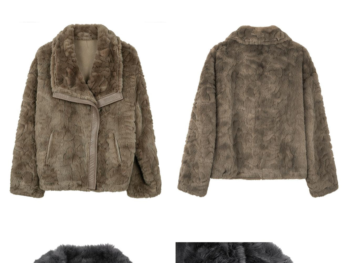 Women's Warm Cropped Faux Mink Fur Jacket